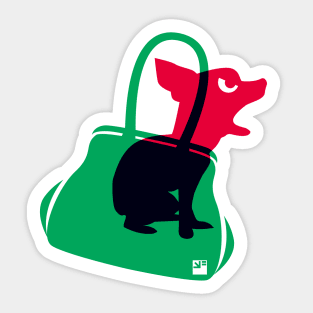 Angry animals: chihuahua in little green bag Sticker